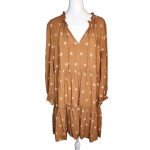 Madewell Tie Neck Tiered Mini Dress in Bloom Dot Size Large